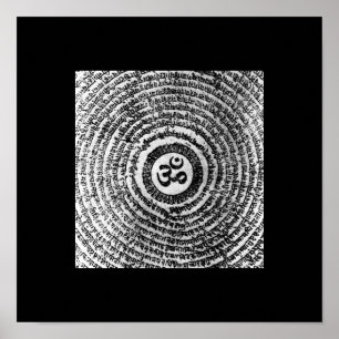Póster poster, zumbido do padme do OM mani, india,