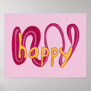 Poster Pôsteres de Afirmação Positiva de Palavra Feliz Ún