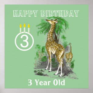 Póster Pôsteres de Aniversário Safari Girafa Ultra Fofa
