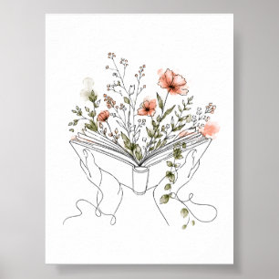 Poster Pôsteres de Arte de Linha Botânica do Livro Blooms