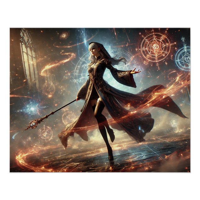 Póster Pôsteres de Batalha de Feiticeira Feminina Épica P (Frente)