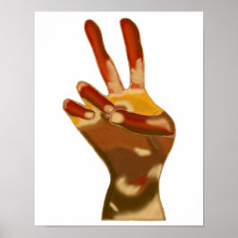 Póster Pôsteres de Mão com Sinal de Paz em Tons de Pele M