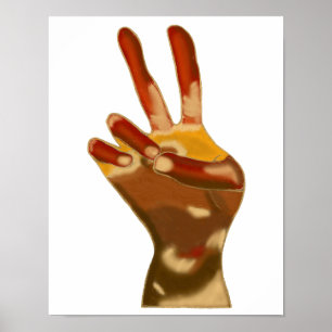 Póster Pôsteres de Mão com Sinal de Paz em Tons de Pele M