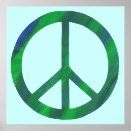 Póster Pôsteres de Sinal de Paz Azul e Verde Misturados