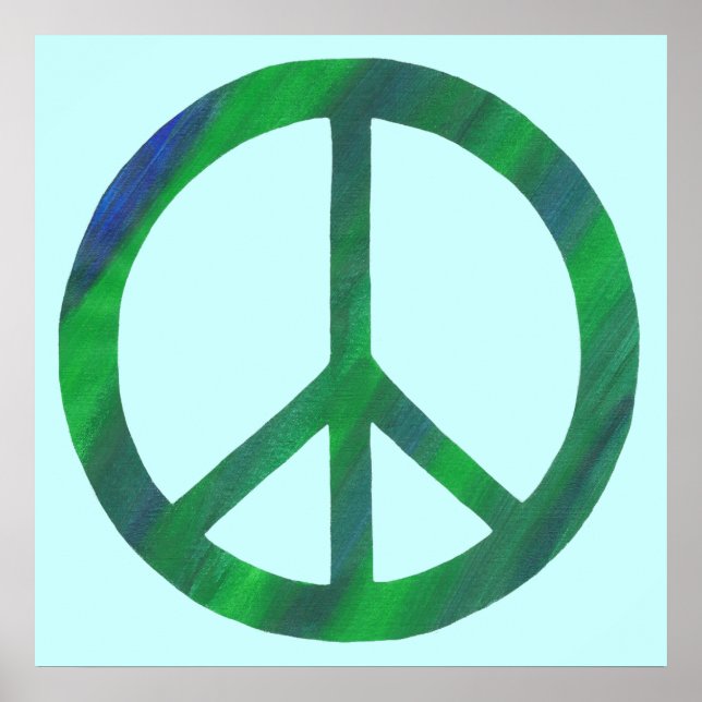 Póster Pôsteres de Sinal de Paz Azul e Verde Misturados (Frente)