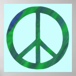 Póster Pôsteres de Sinal de Paz Azul e Verde Misturados