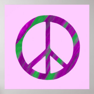 Póster Pôsteres de Sinal de Paz Roxo e Verde Misturados