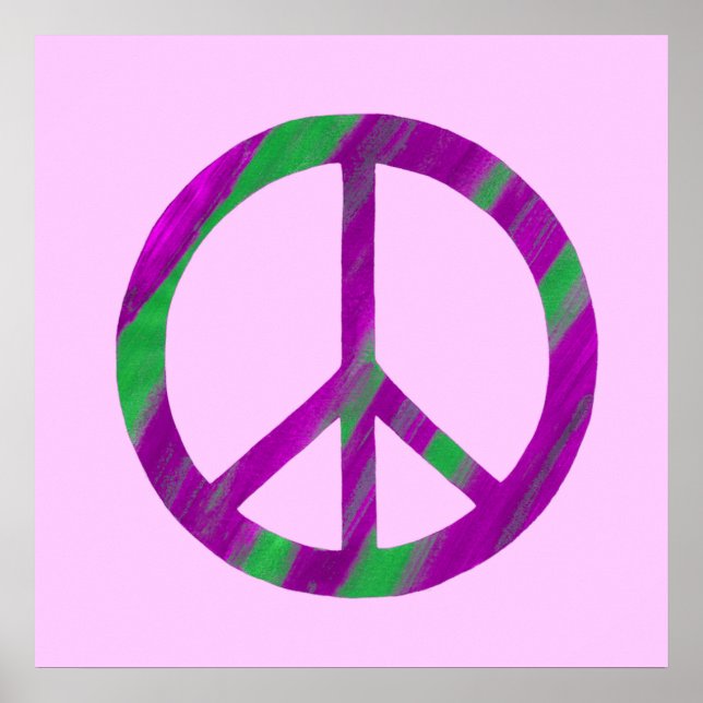 Póster Pôsteres de Sinal de Paz Roxo e Verde Misturados (Frente)