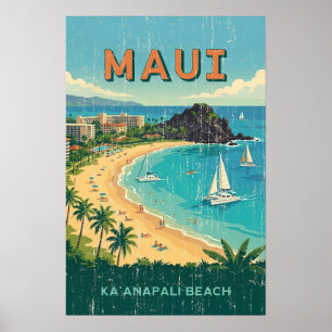 Poster Pôsteres de Viagem Havaianos Antigos - Maui