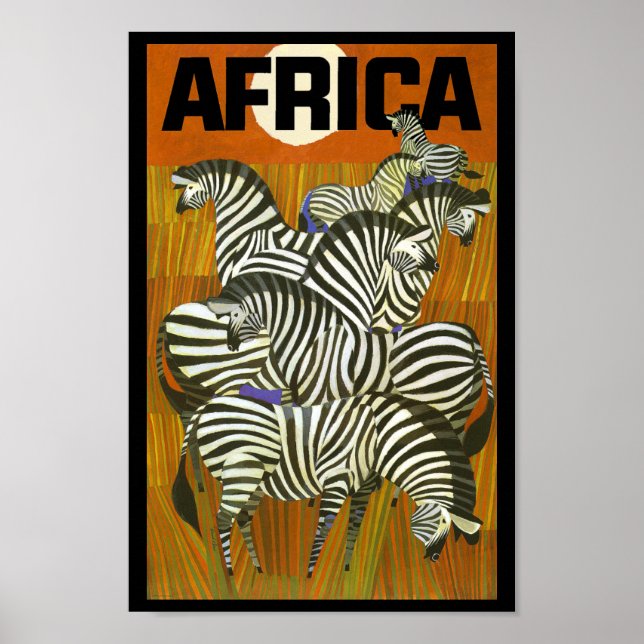 Póster Posteres de viagens Africanos Zebras (Frente)