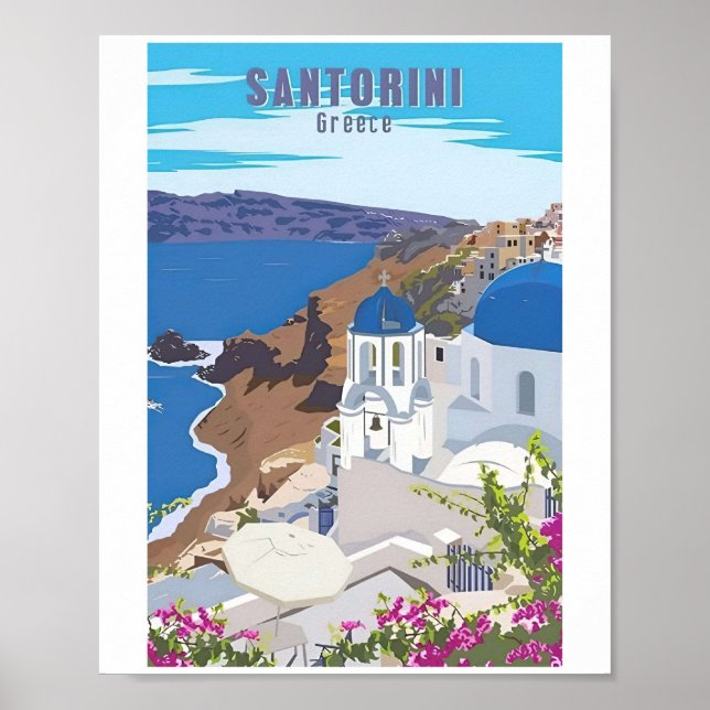 Poster Posteres de viagens de Grécia da Grécia Santorini (Frente)