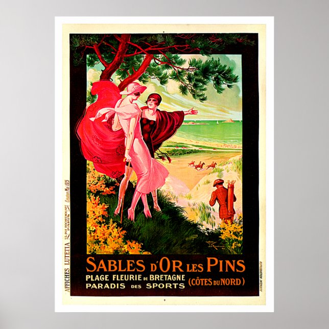 Póster Posteres de viagens De Sables D' Ou Les Pins ~ Fra (Frente)
