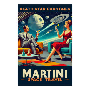 Póster Posteres de viagens Espaciais Martini Coquetéis da