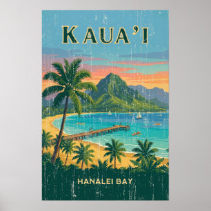 Poster Pôsteres de Viagens Havaianos Antigos - Kauai