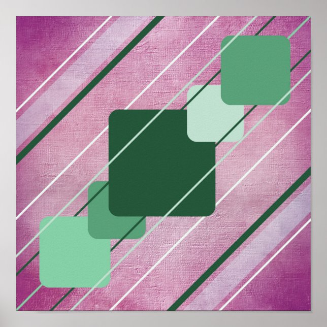 Poster Pôsteres Fuchsia Canvas Verde Geométrico AP0010 (Frente)