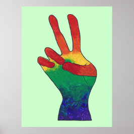 Póster Pôsteres personalizados com sinal de mão de paz em