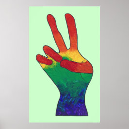 Póster Pôsteres personalizados com sinal de mão de paz em