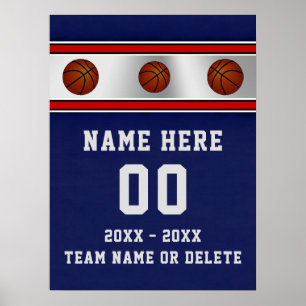 Poster Pôsteres Personalizados de Basquete Azul para Noit