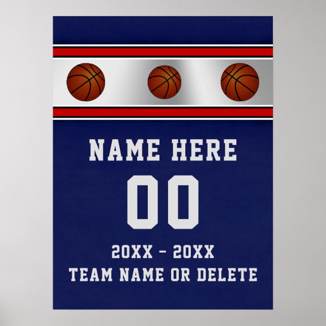Poster Pôsteres Personalizados de Basquete Azul para Noit (Frente)
