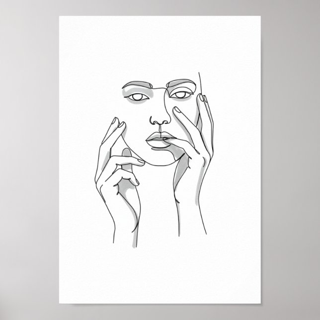 Poster Pôsteres Preto e Branco Minimalista Linha (Frente)