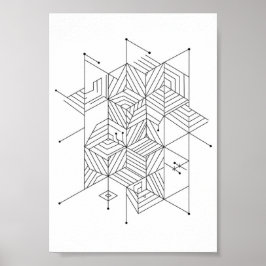Poster Pôsteres Preto e Branco Padrão Geométrico