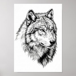 Poster Pôsteres Preto e Branco Retrato de Animal