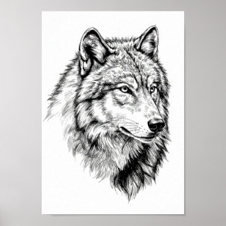 Poster Pôsteres Preto e Branco Retrato de Animal
