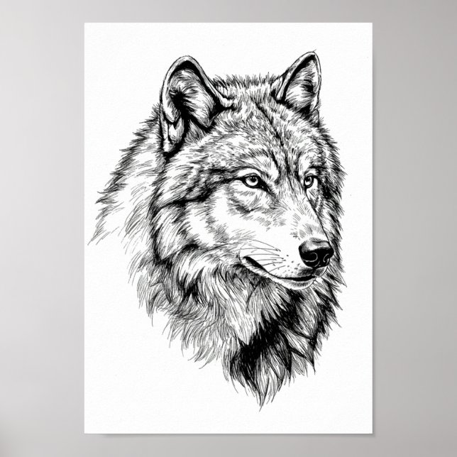 Poster Pôsteres Preto e Branco Retrato de Animal (Frente)