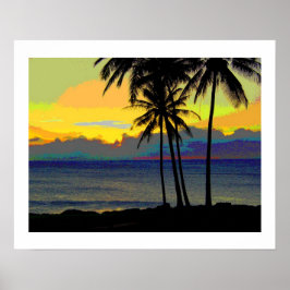 Poster Pôsteres vintage do pôr do sol do Havaí