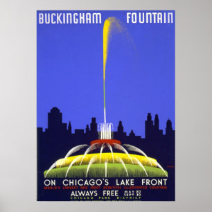 Póster Posteres vintage, fonte WPA de Chicago Buckingham