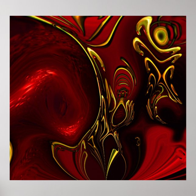 Poster Pôsteres ZIZZAGO Arte Abstrata Vermelho Preto Dour (Frente)