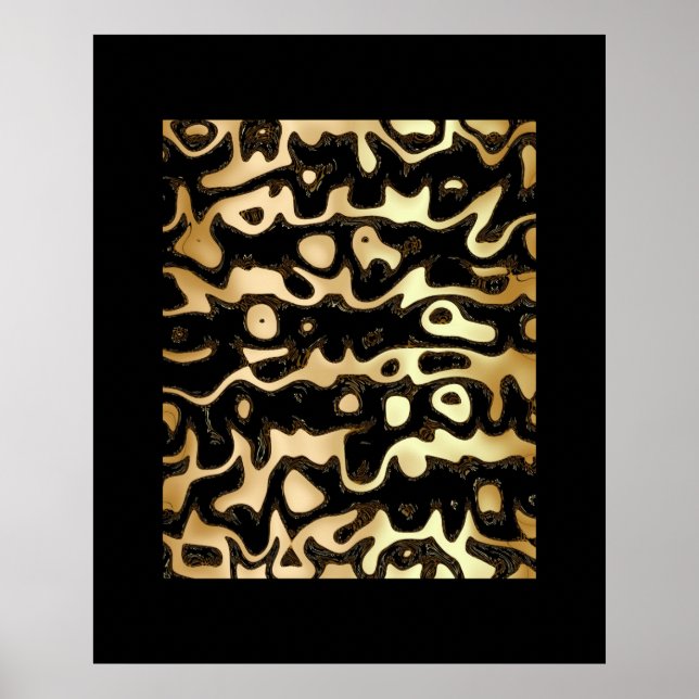 Poster Pôsteres ZIZZAGO Arte Preto Dourado África Abstrat (Frente)