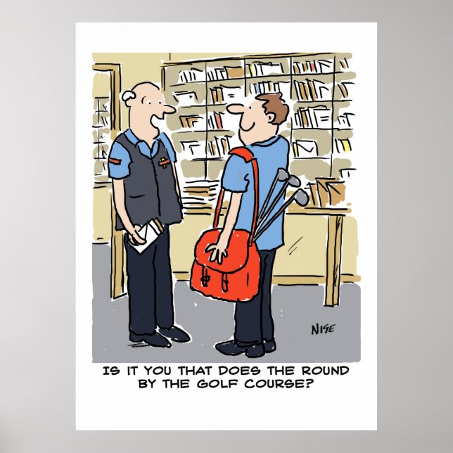 Poster Postman tem uma rodada perto de um campo de golfe (Frente)