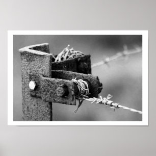 Póster Posto de Canto de Vedação de Barbed-Wire