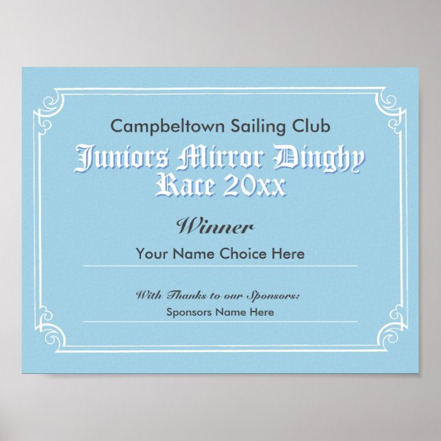 Poster Posto de Certificados do Vencedor do Concurso do C (Frente)