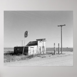 Póster Posto de Gasolina Abandonado, 1937. Foto Antiga