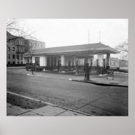 Póster Posto de Gasolina Amoco, 1925. Foto Antiga