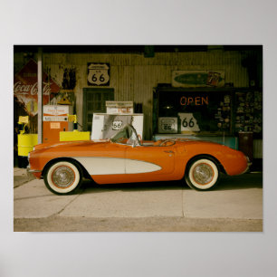 Póster Posto de gasolina clássico do RT 66