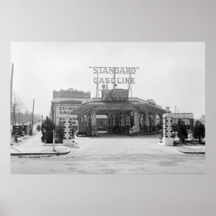 Póster posto de gasolina do 1920