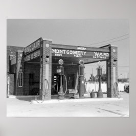 Póster Posto de Gasolina Sinclair, 1939. Foto Antiga