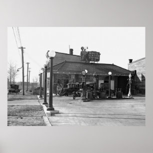 Póster Posto de gasolina velho: 1925