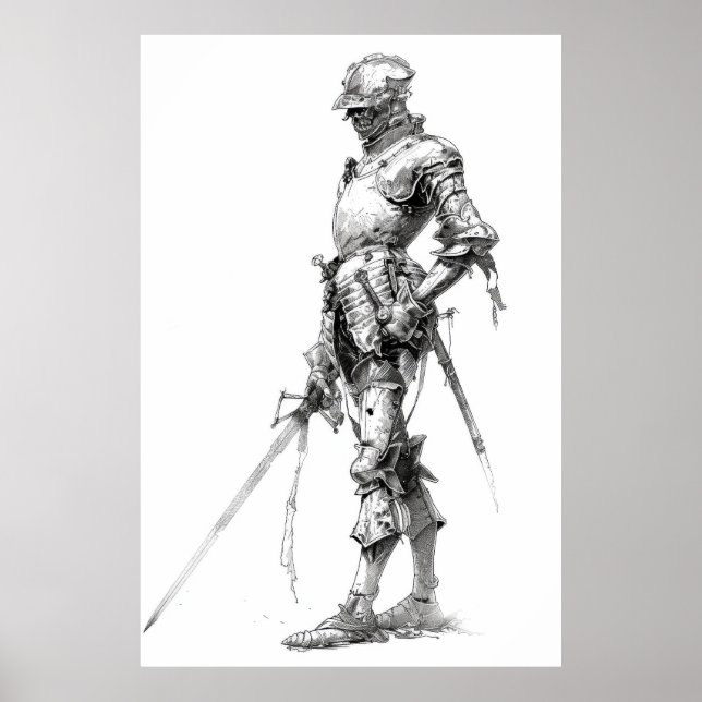 Poster posto de Ilustração Militar Landknecht do século X (Frente)