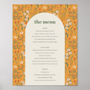 Poster Posto de Menu de Casamento Floral da Arca Retroati