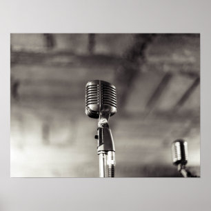 Poster Posto de Microfones Audiófilos Pretos e Brancos V