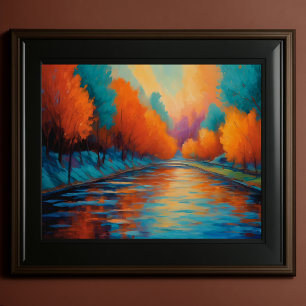 Poster Posto Impressionista de Paisagem Colorida Vibrante