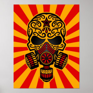 Poster Posto Vermelho e Amarelo Açúcar Apocalíptico Crâni