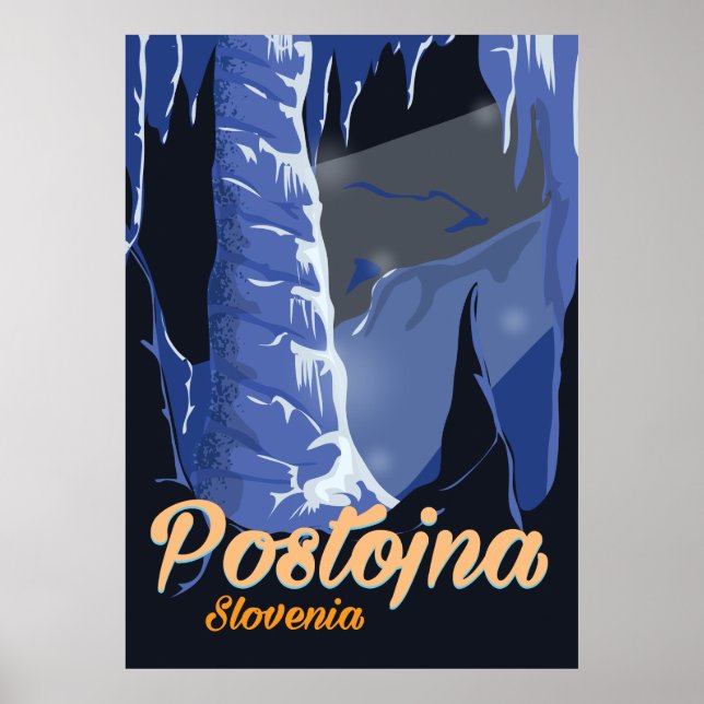 Poster Postojna Eslovênia viagens vintage (Frente)