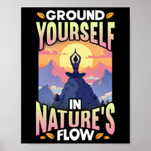 Poster Postura de Yoga na Natureza Conecte-se ao Fluxo da