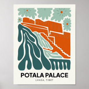 Poster Potala Palace Lhasa Tibet abstrato viagem floral