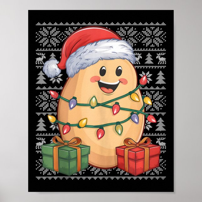 Poster Potato Xmas Sweet Style Ugly Santa Hat Potato Ch (Frente)